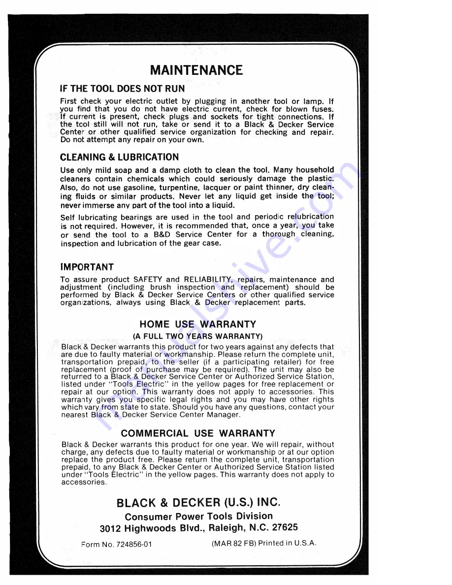 Black & Decker 7461 Owner'S Manual Download Page 8