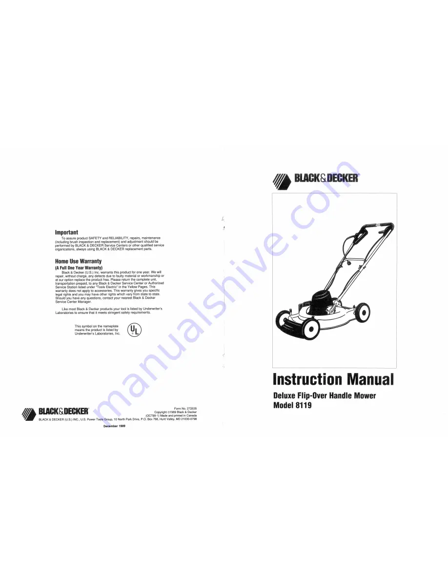 Black & Decker 8119 Instruction Manual Download Page 1