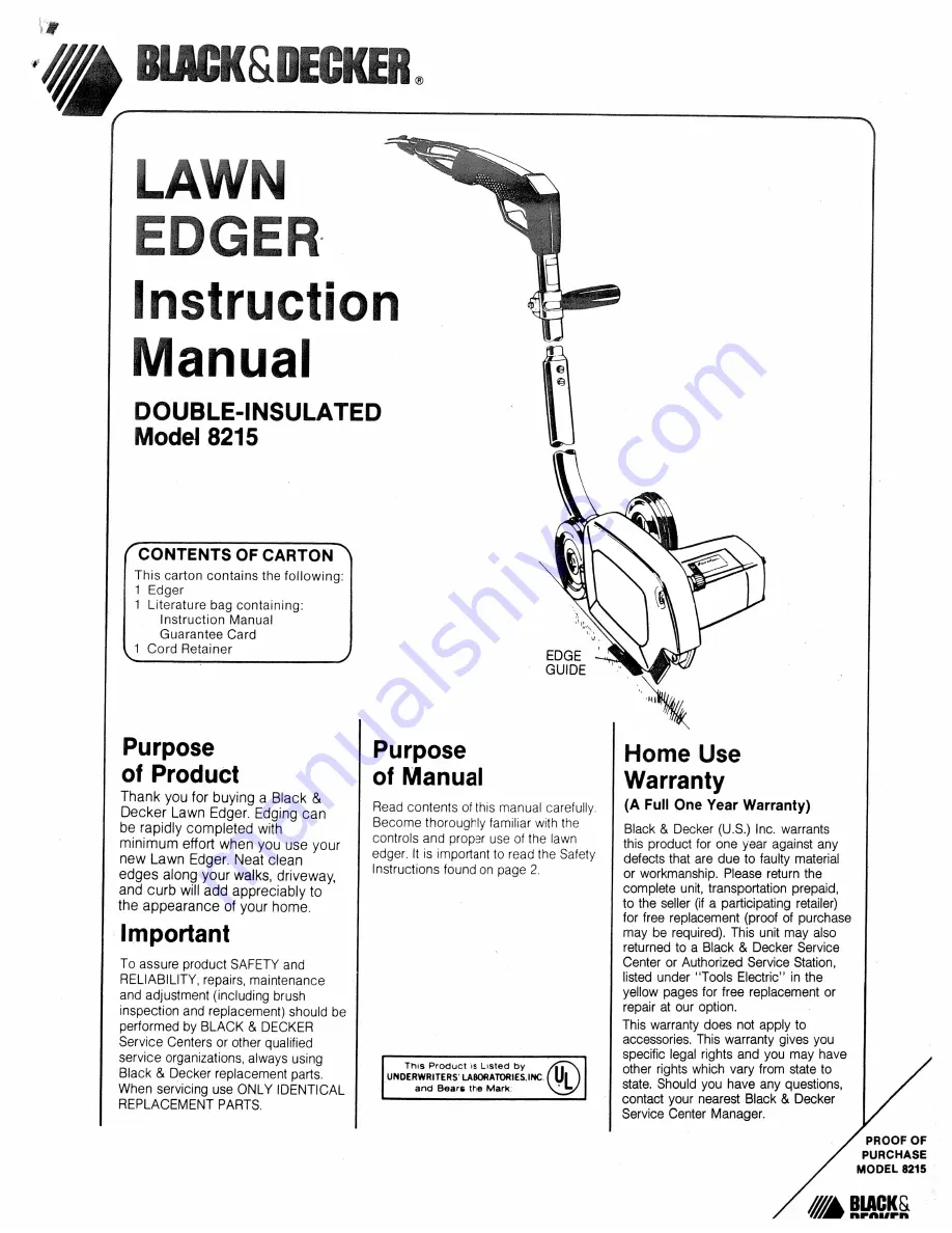 Black & Decker 8215 Instruction Manual Download Page 1