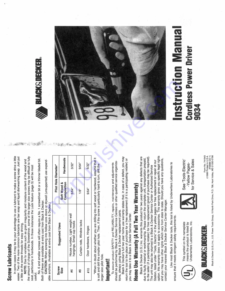 Black & Decker 9034 Instruction Manual Download Page 1