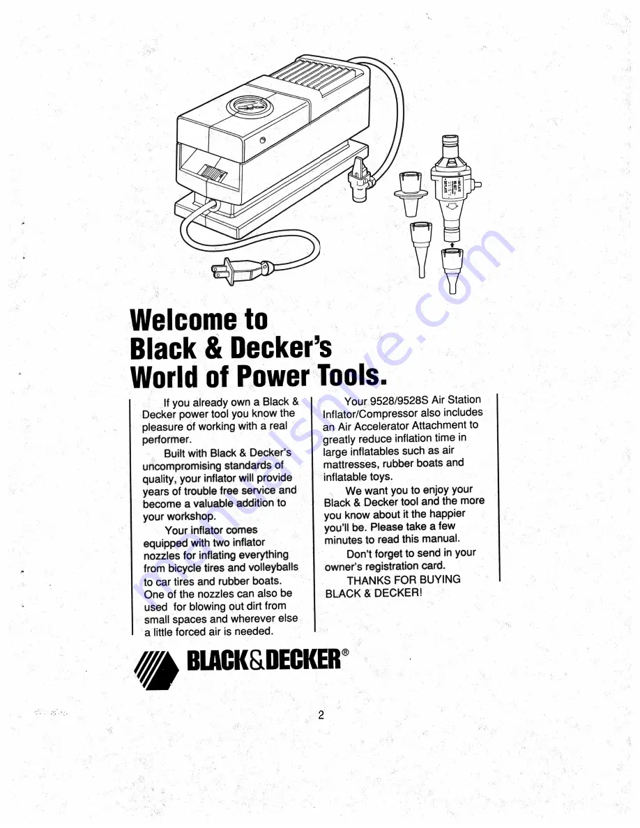 Black & Decker Air Station 9528 Instruction Manual Download Page 2