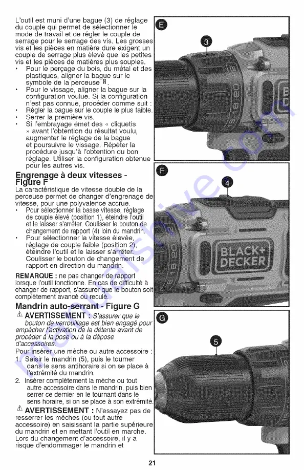 Black & Decker BDCDHP220 Instruction Manual Download Page 21