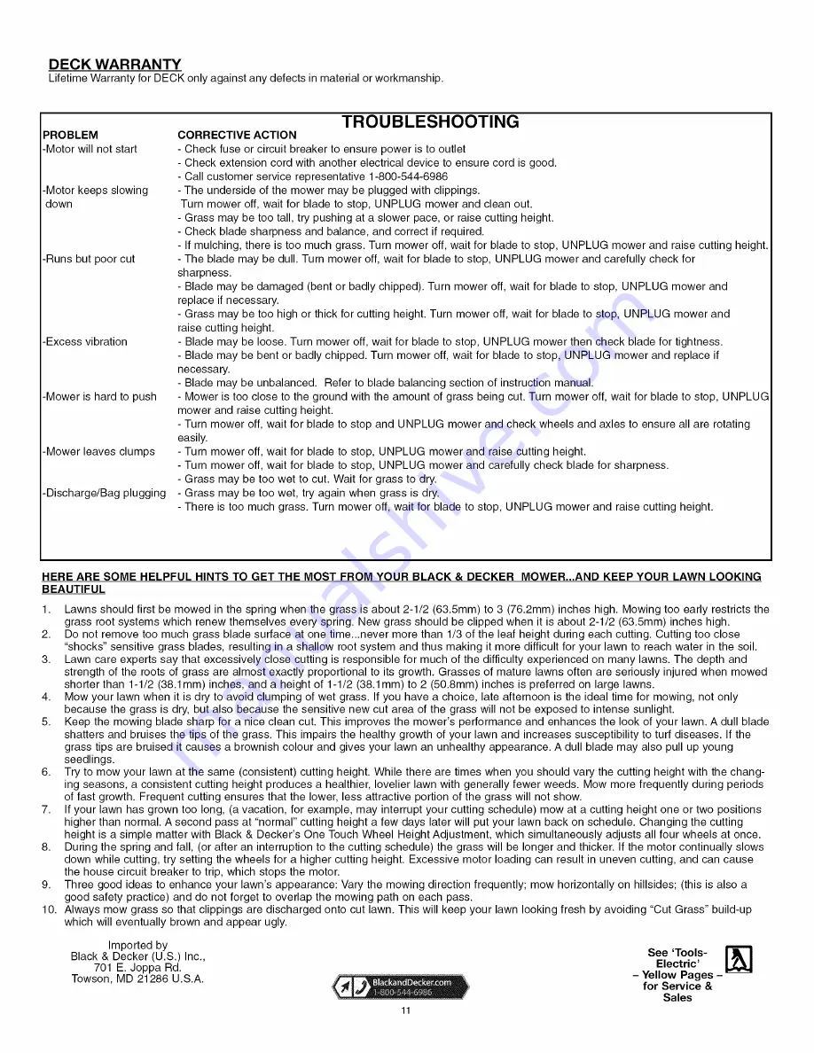 Black & Decker MM1800 Instruction Manual Download Page 11