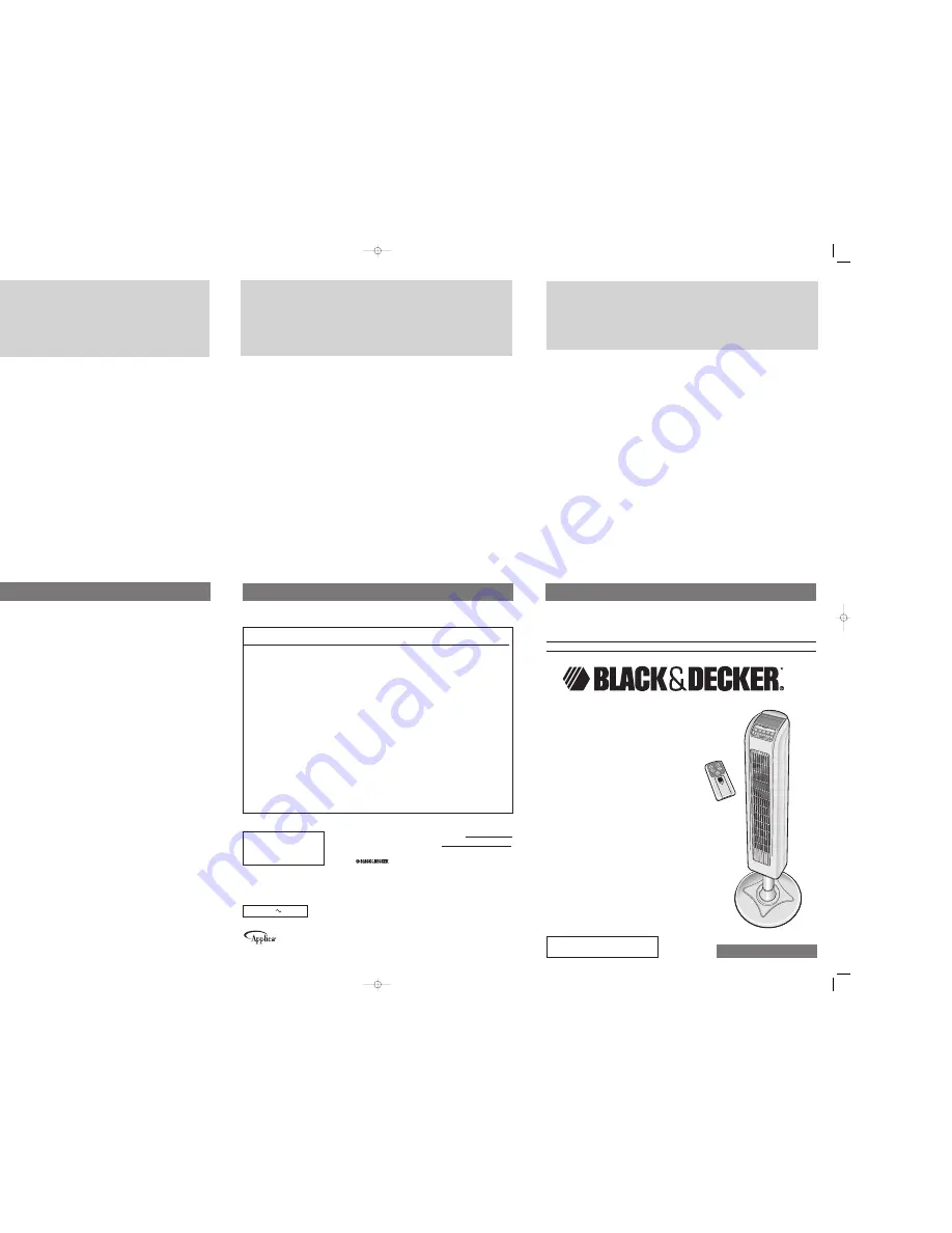 Black & Decker Typhoon BDTF1010 Series Use And Care Book Download Page 2