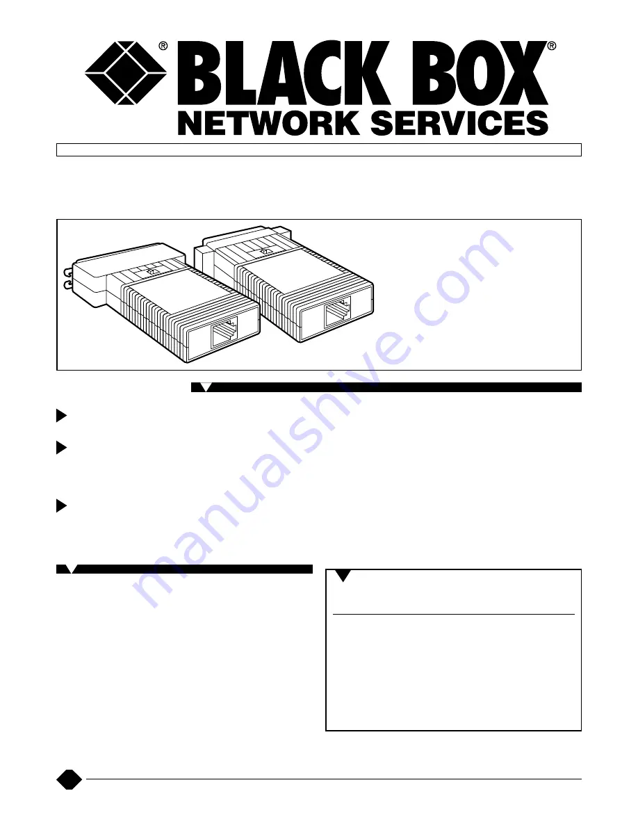 Black Box ME190A Specifications Download Page 1