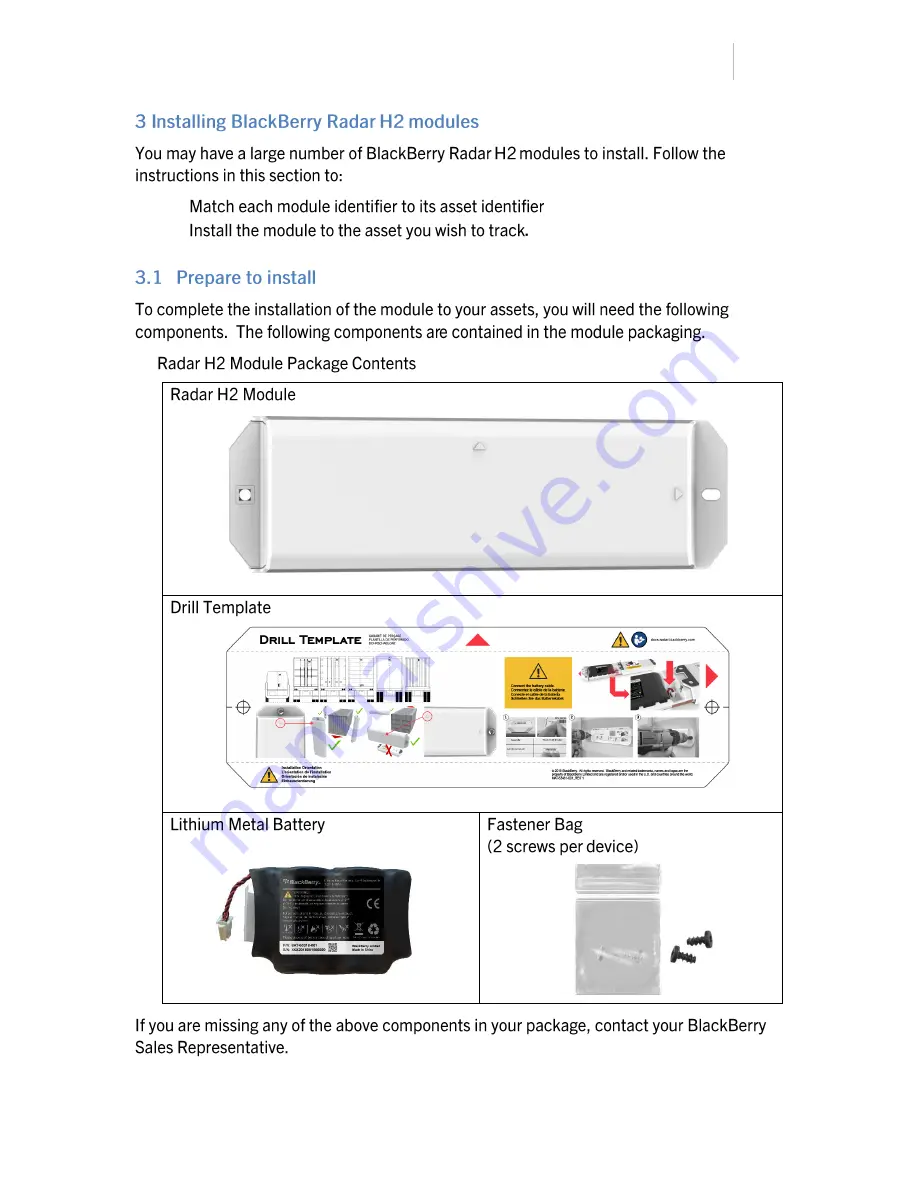 Blackberry RADAR H2 ITC100-1 Installation Manual Download Page 5