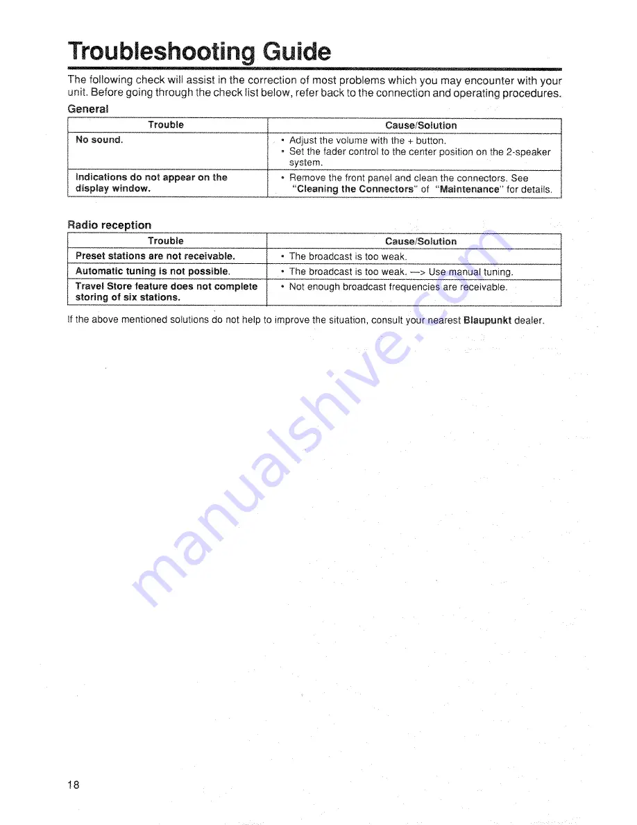 Blaupunkt Dallas CR85 Owner'S Record Download Page 18