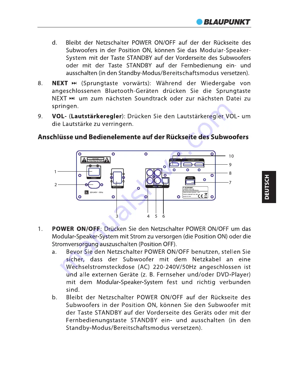 Blaupunkt LS 215e Instruction Manual Download Page 22