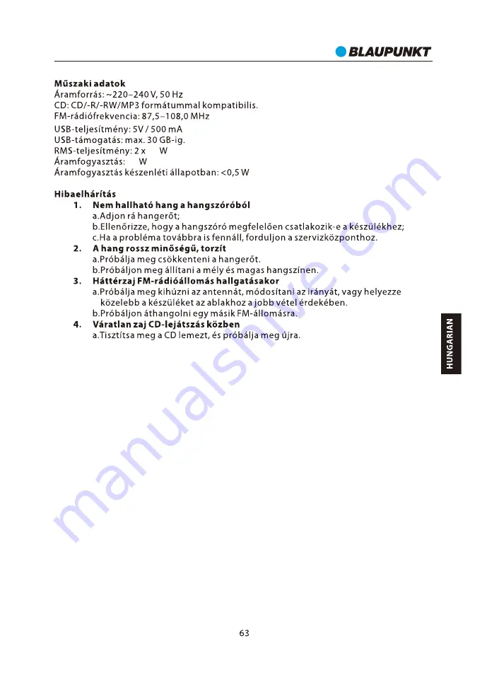 Blaupunkt MS8BK Owner'S Manual Download Page 67