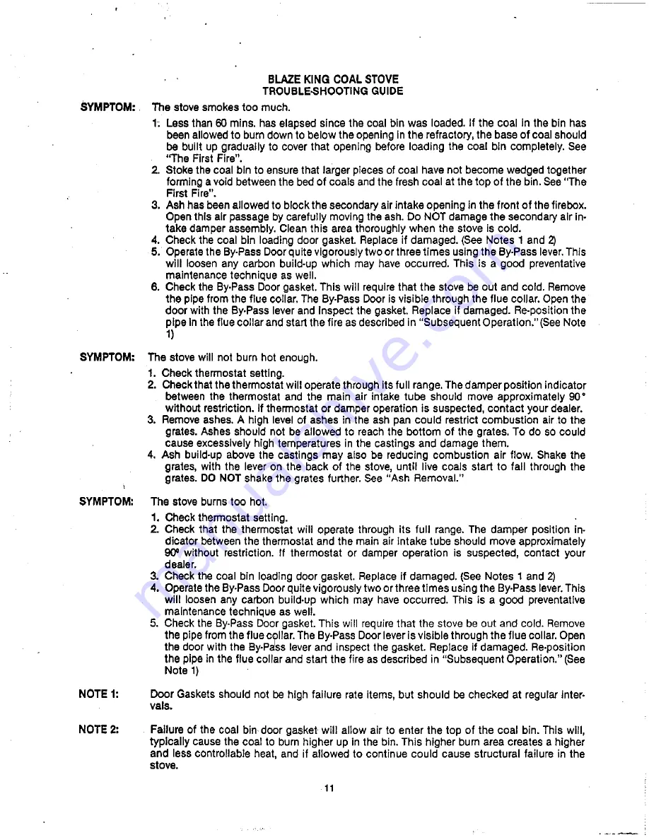 Blaze King KCJ-700 Owners Installation & Operating Instructions Download Page 12