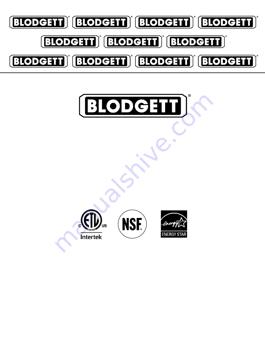 Blodgett CTB XCEL Installation Operation & Maintenance Download Page 1