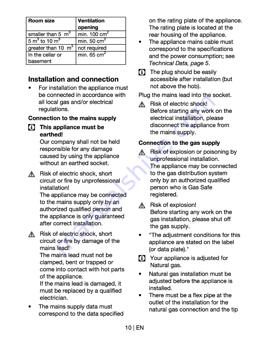 Blomberg GES 23203 E Manual Download Page 10