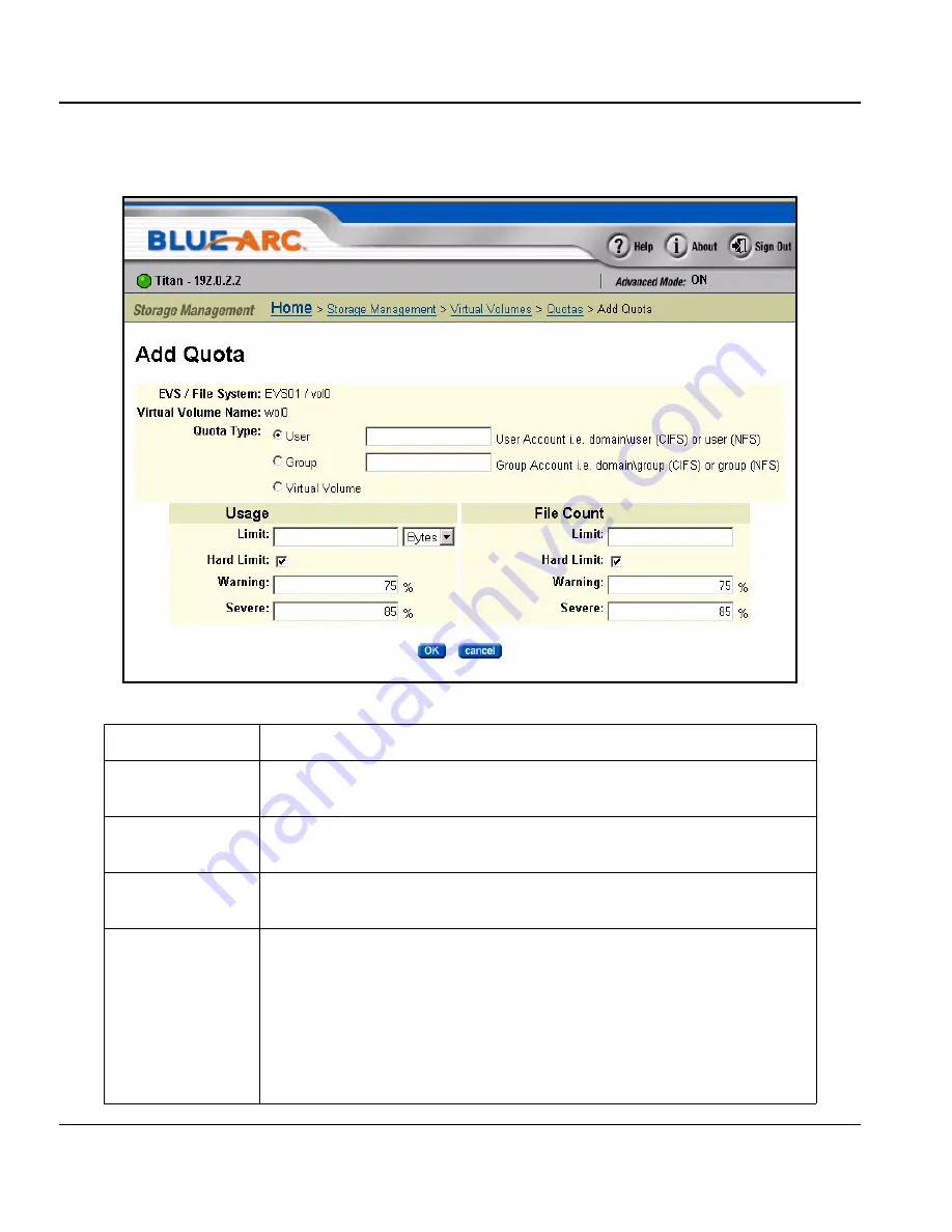 Blue Arc Titan SiliconServer System Administration Manual Download Page 196