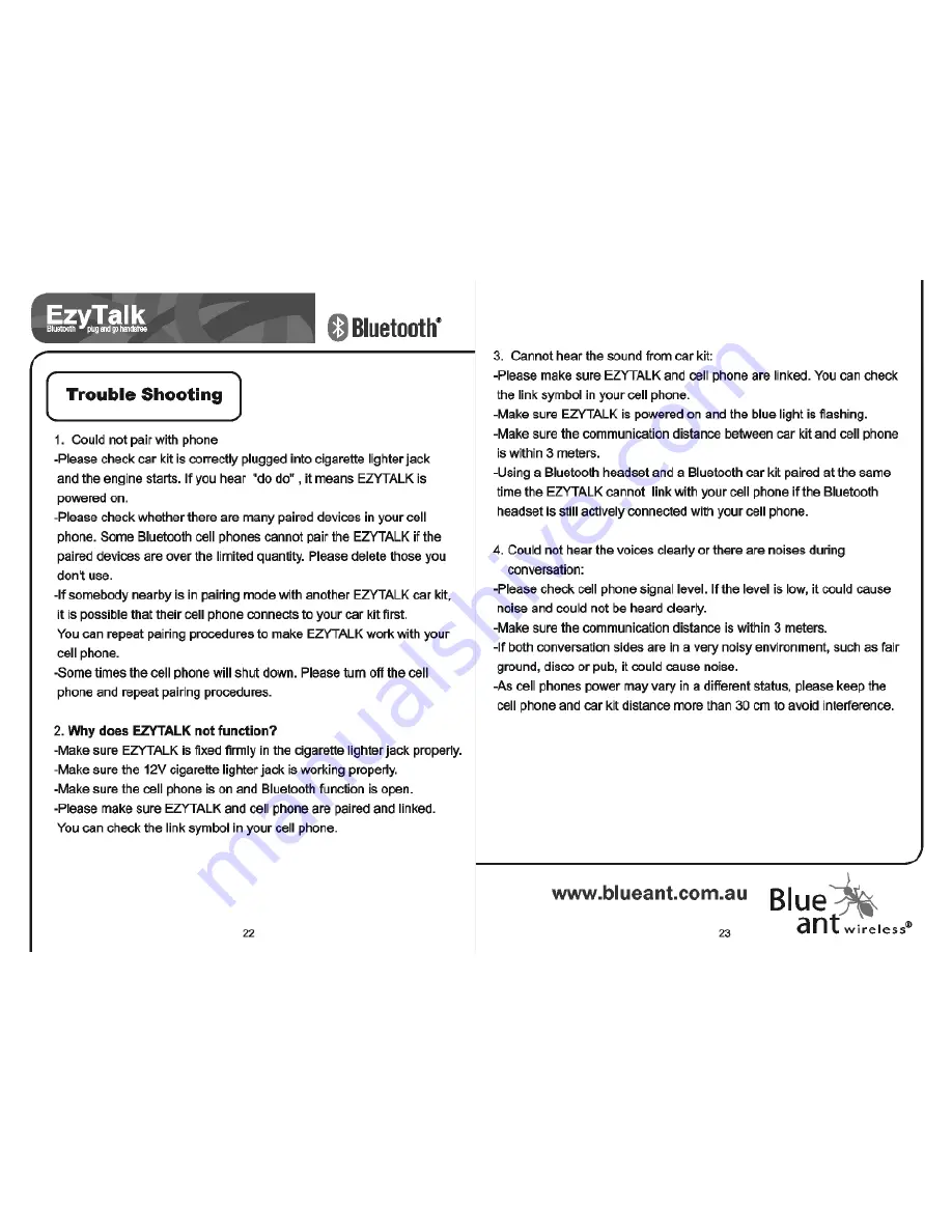 Blueant EzyTalk User Manual Download Page 12