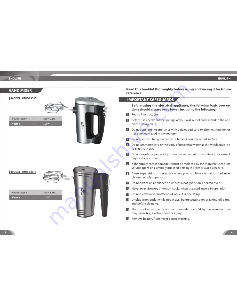 Bluestone HMB-6333S Скачать руководство пользователя страница 3