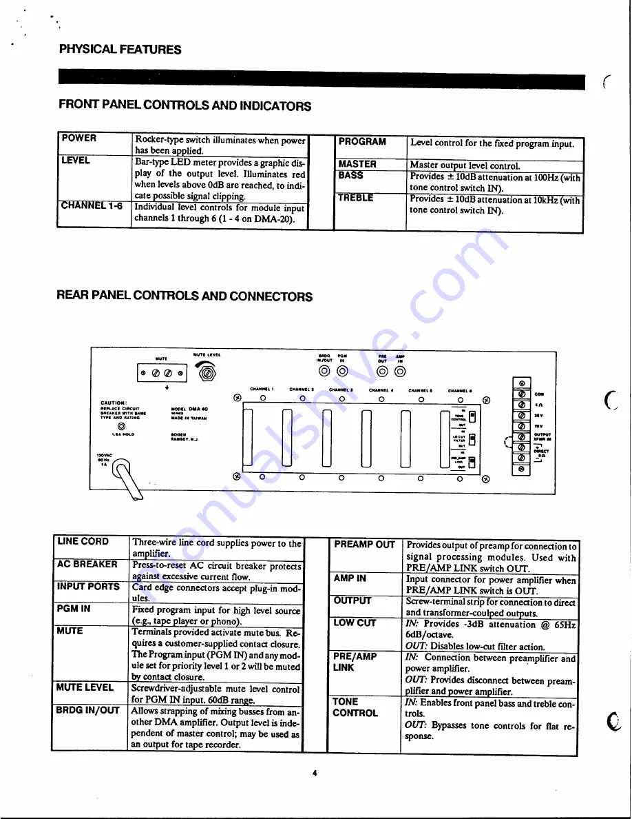 Bogen DMA-20 Installation & Operation Instructions Download Page 4