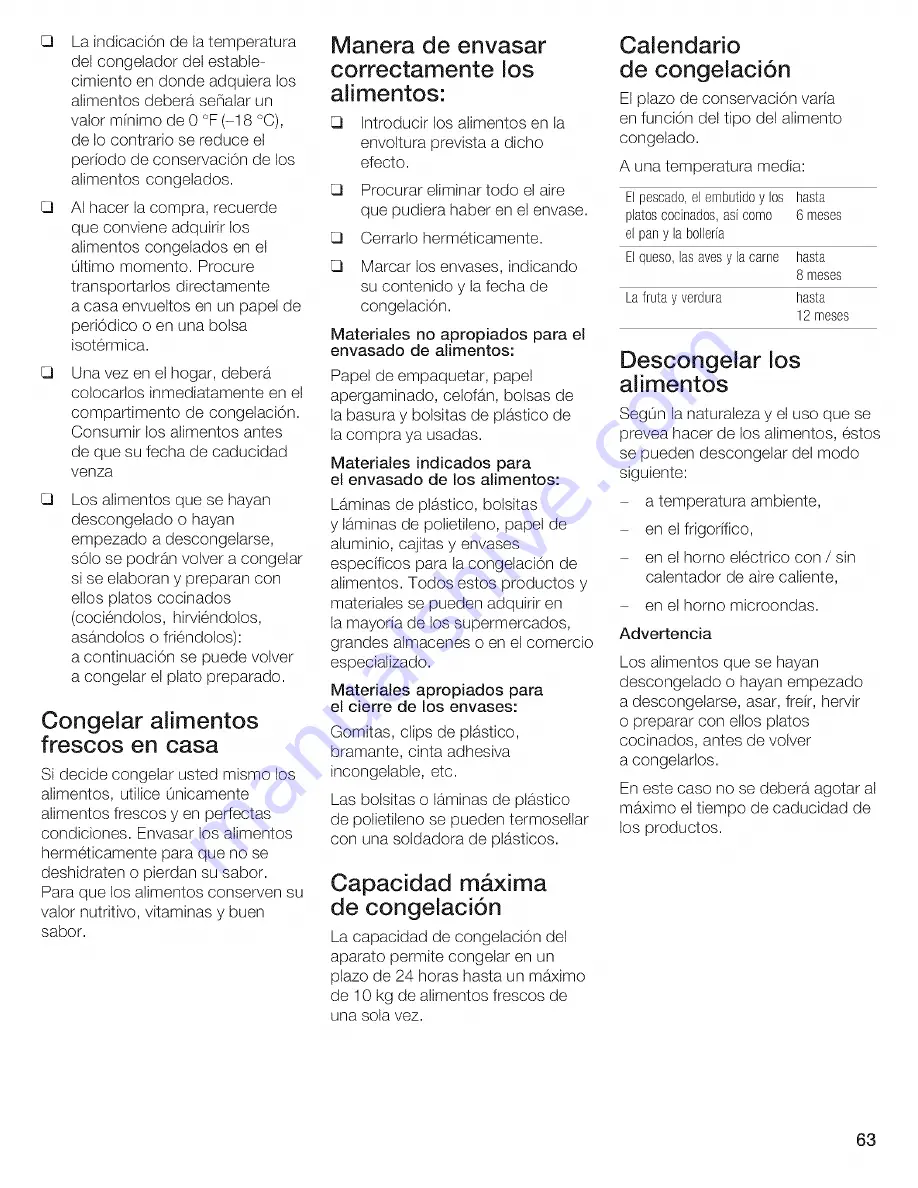 Bosch B20CS5 Series Operating, Care And Installation Instructions Manual Download Page 63