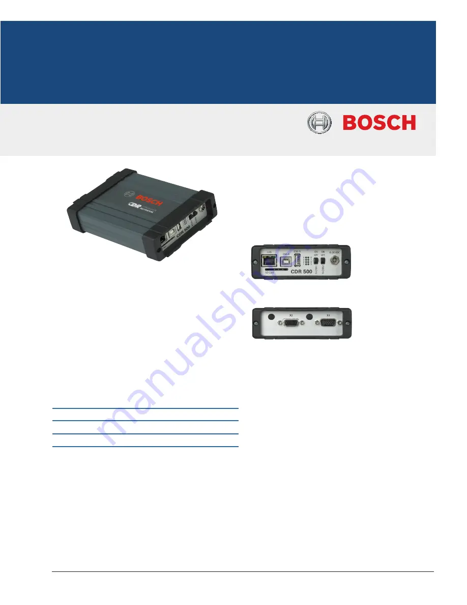 Bosch CDR 500 Kit Getting Started Manual & Warranty Download Page 1