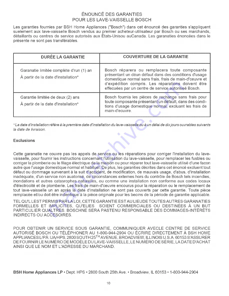 Bosch DHD805AUC Instructions Manual Download Page 10