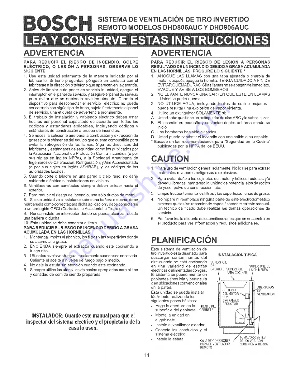 Bosch DHD805AUC Instructions Manual Download Page 11