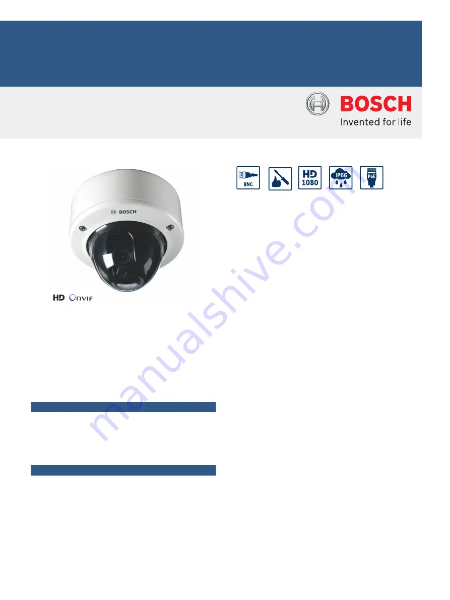 Bosch FLEXIDOME IP 7000 VR Specifications Download Page 1