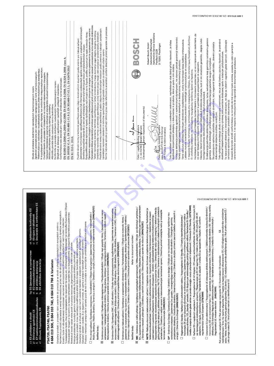 Bosch FSA 720 Instruction Manual Download Page 185