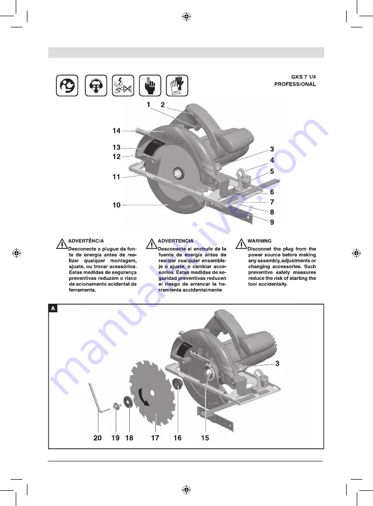 Bosch GKS 7 1/4 Professional Скачать руководство пользователя страница 2