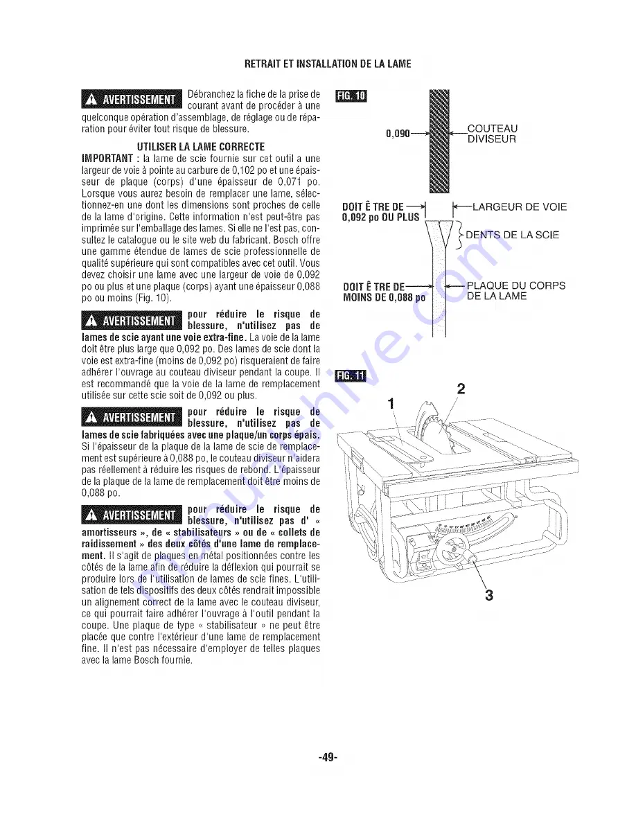 Bosch GTS1031 Скачать руководство пользователя страница 49