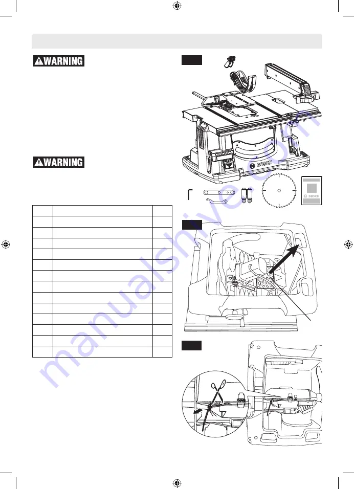 Bosch GTS1041A Operating/Safety Instructions Manual Download Page 12