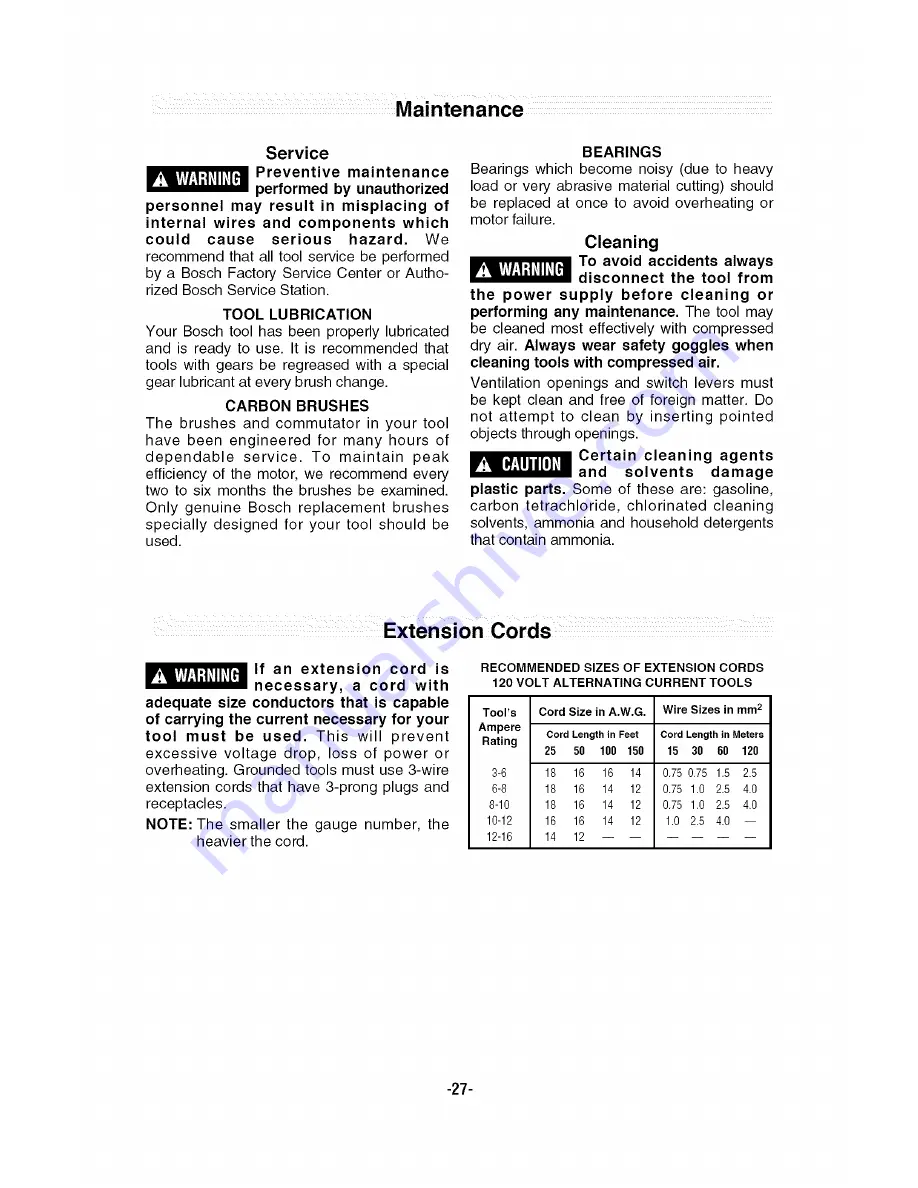 Bosch PR10E Operating/Safety Instructions Manual Download Page 27