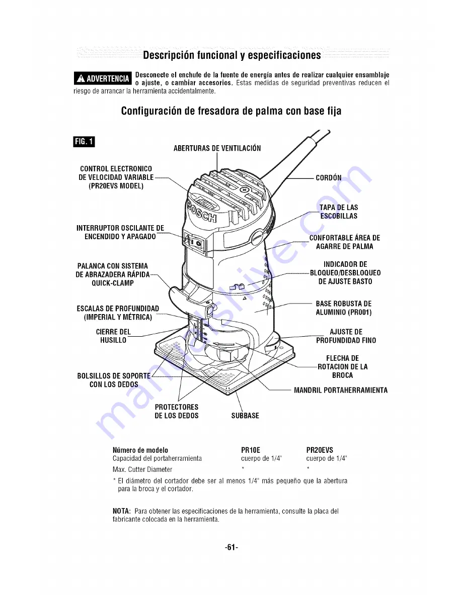 Bosch PR10E Operating/Safety Instructions Manual Download Page 61