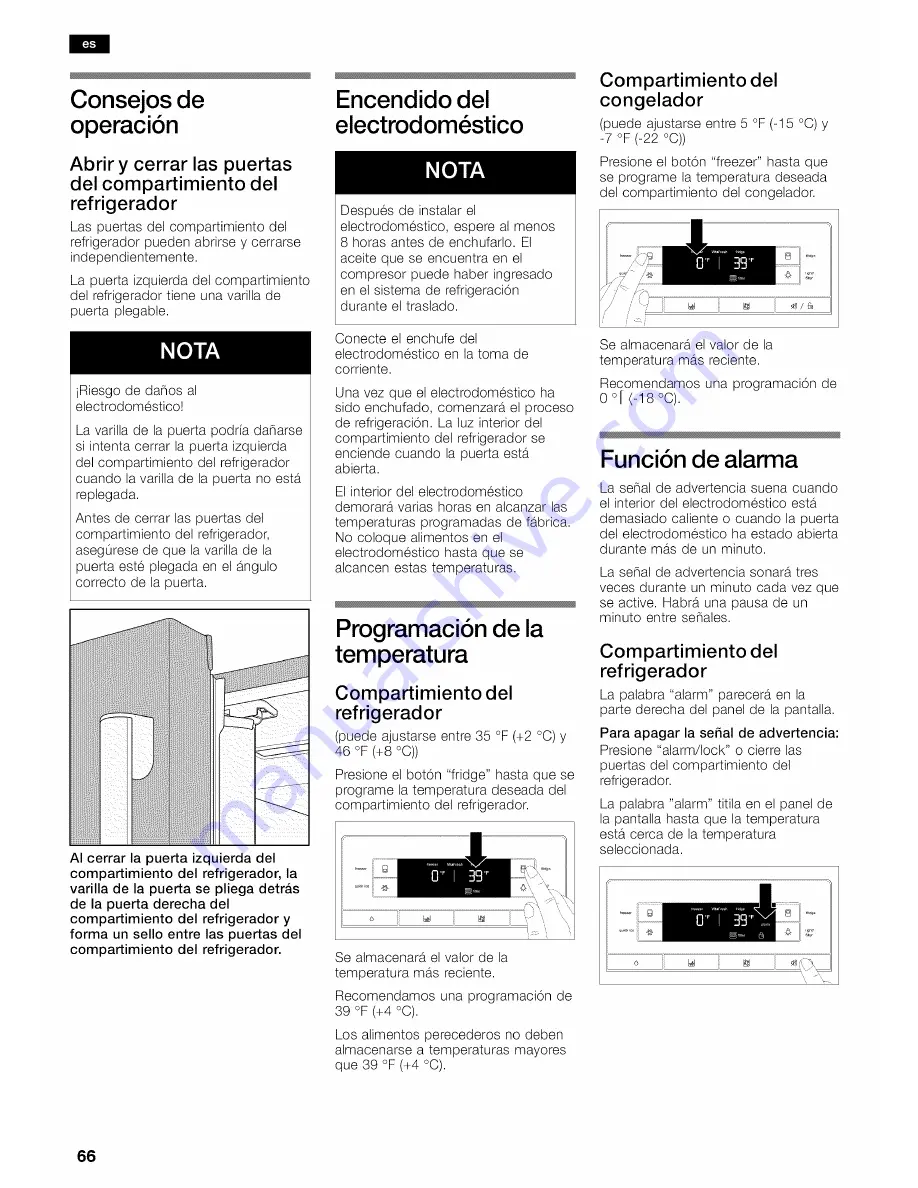 Bosch Refrigerator Operating and Operating And Installation Manual Download Page 66