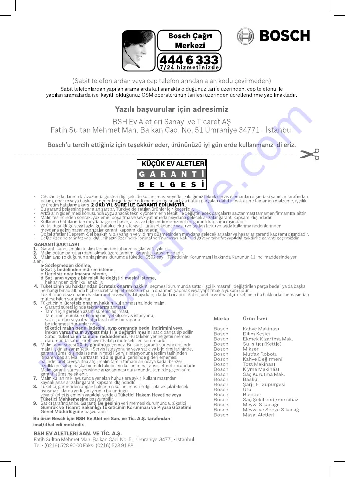 Bosch TWK 720 Series Instruction Manual Download Page 64