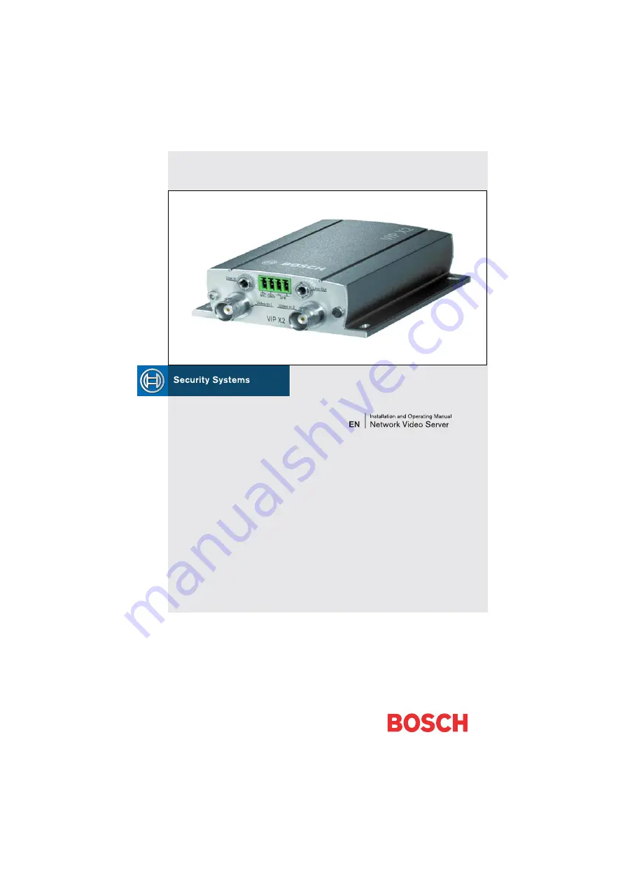 Bosch VIP X2 Installation And Operating Manual Download Page 1