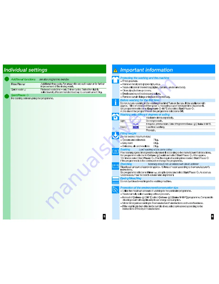 Bosch WAE12060SG Operating Instructions Manual Download Page 5