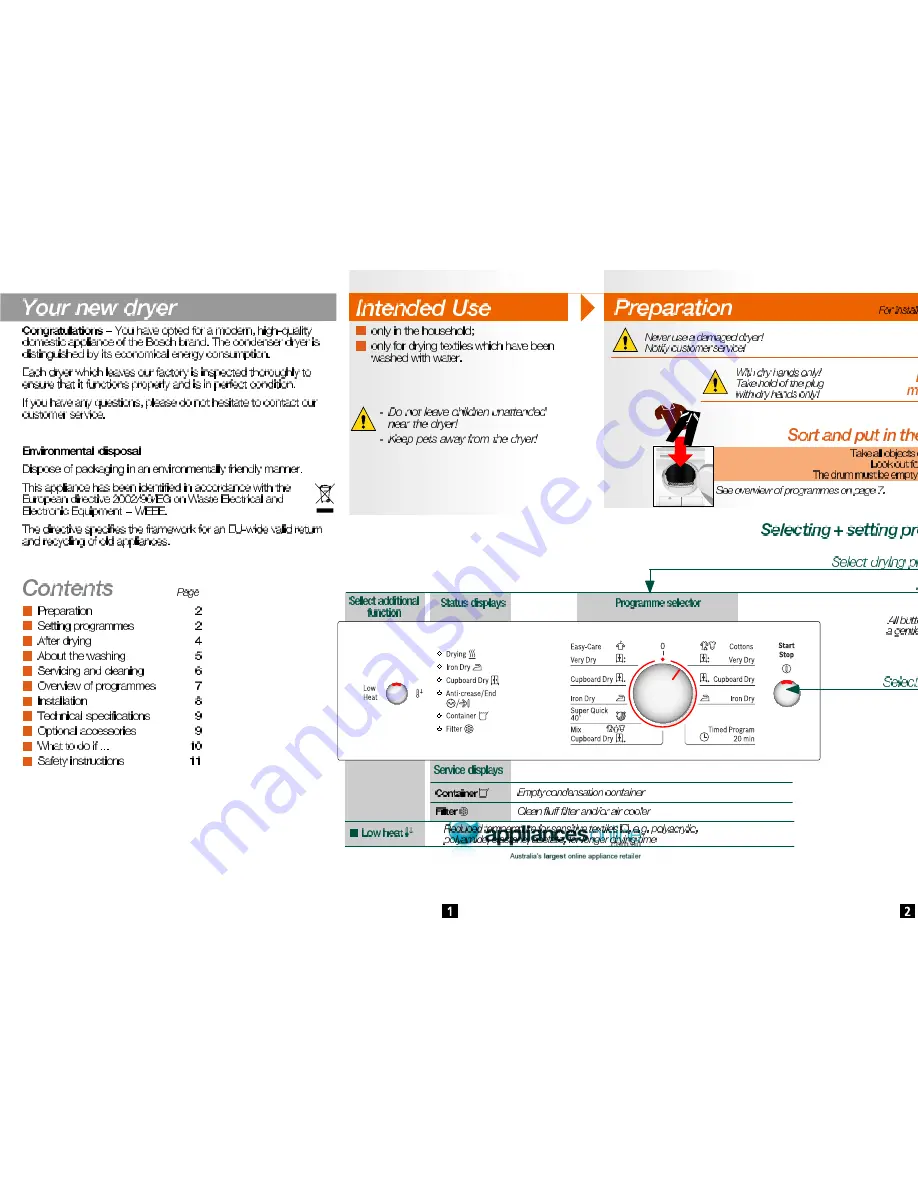 Bosch WTE84101AU Operating And Installation Instructions Download Page 3