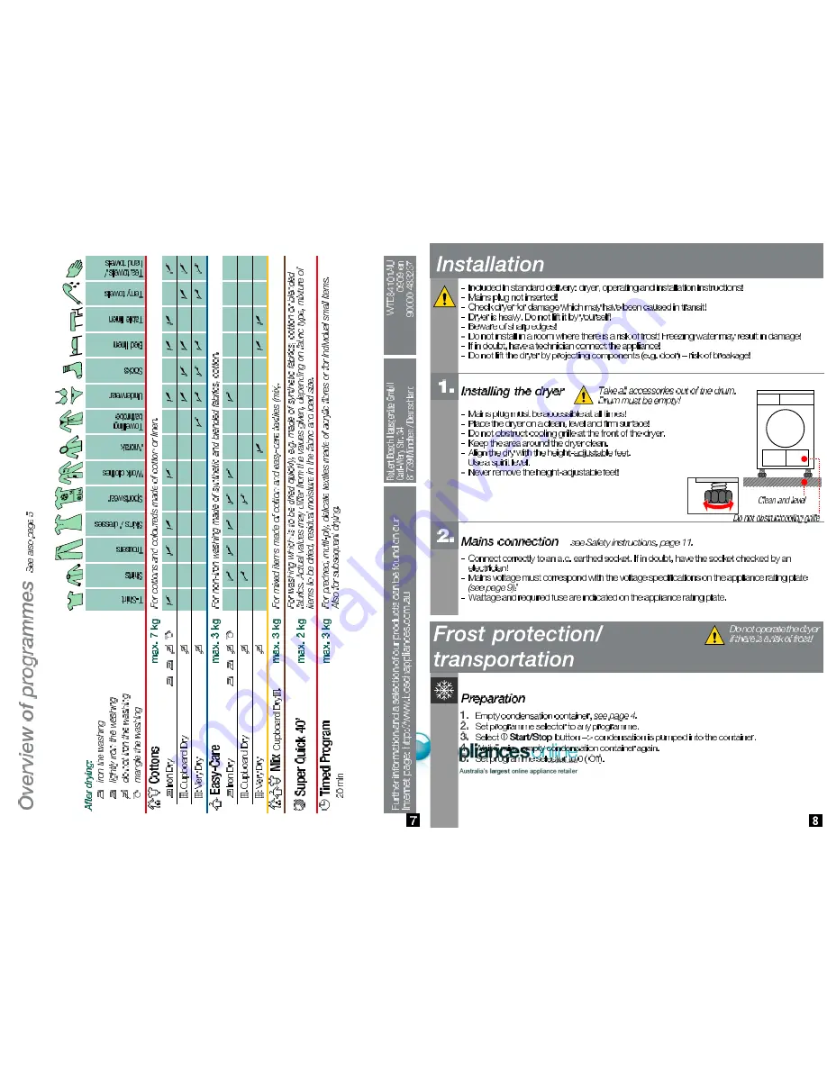 Bosch WTE84101AU Operating And Installation Instructions Download Page 6