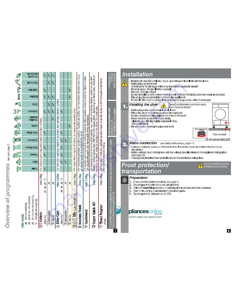 Bosch WTE86302AU Operating And Installtion Instructions Download Page 6