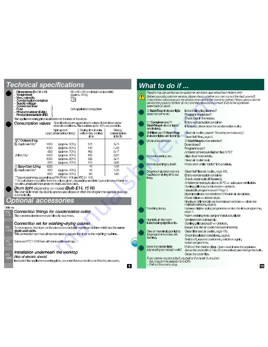 Bosch WTE86302AU Operating And Installtion Instructions Download Page 7