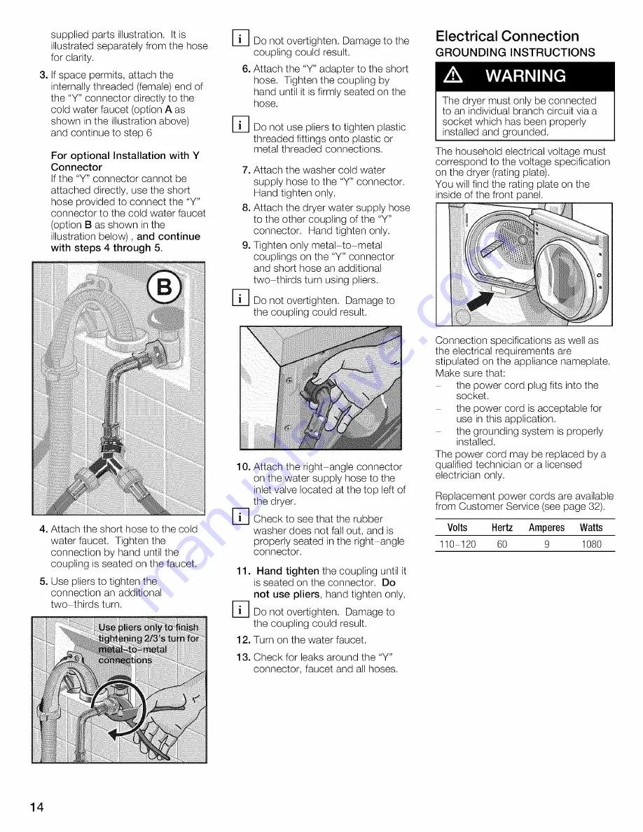 Bosch WTVC8530UC - Vision 800 Series Gas Dryer Operating And Installation Instructions Download Page 14