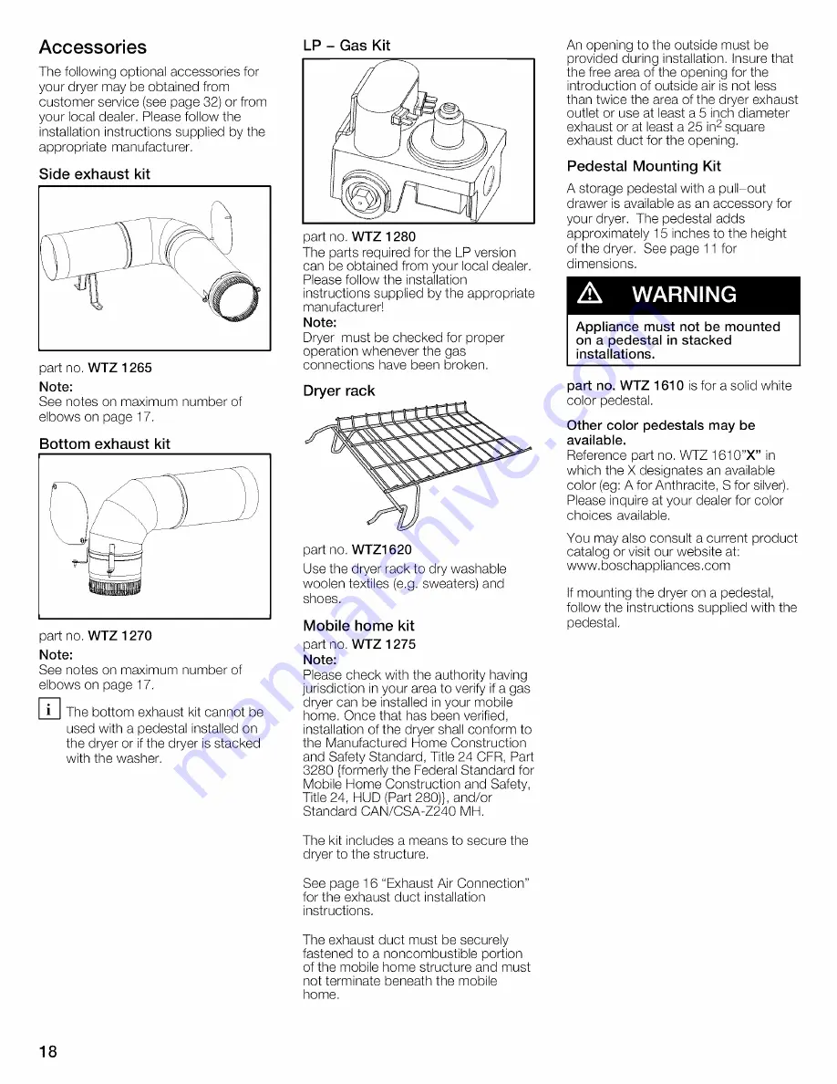 Bosch WTVC8530UC - Vision 800 Series Gas Dryer Скачать руководство пользователя страница 18