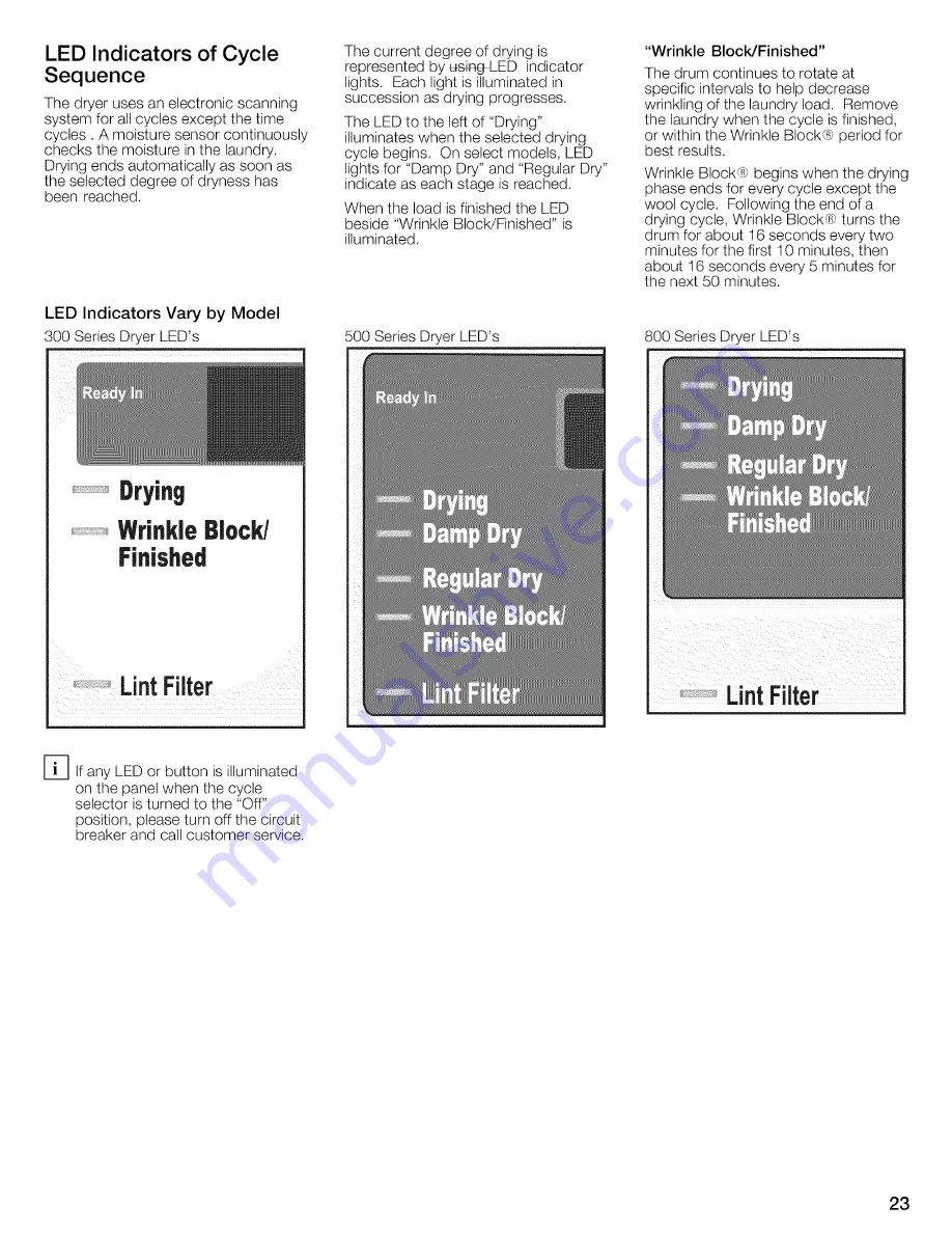 Bosch WTVC8530UC - Vision 800 Series Gas Dryer Operating And Installation Instructions Download Page 23