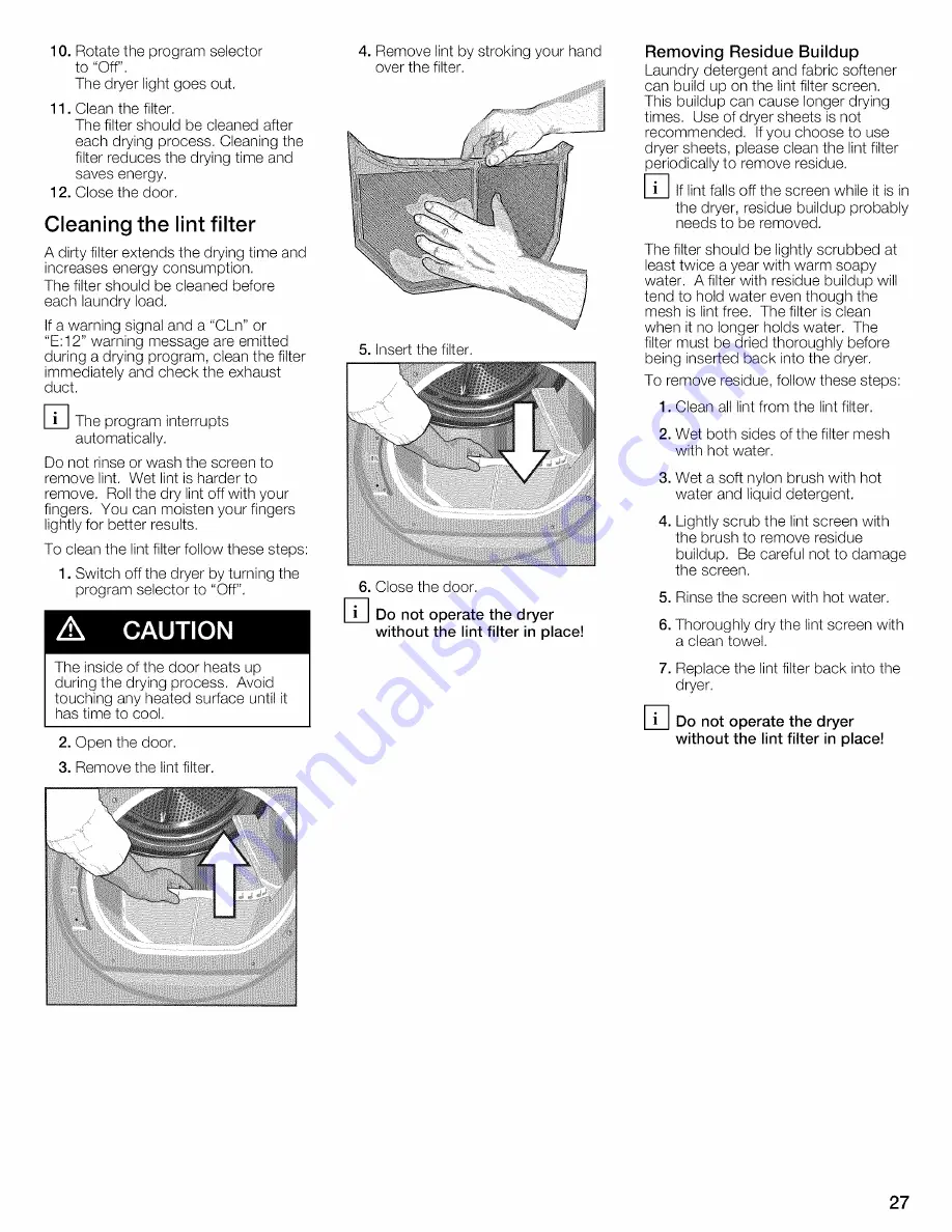 Bosch WTVC8530UC - Vision 800 Series Gas Dryer Operating And Installation Instructions Download Page 27