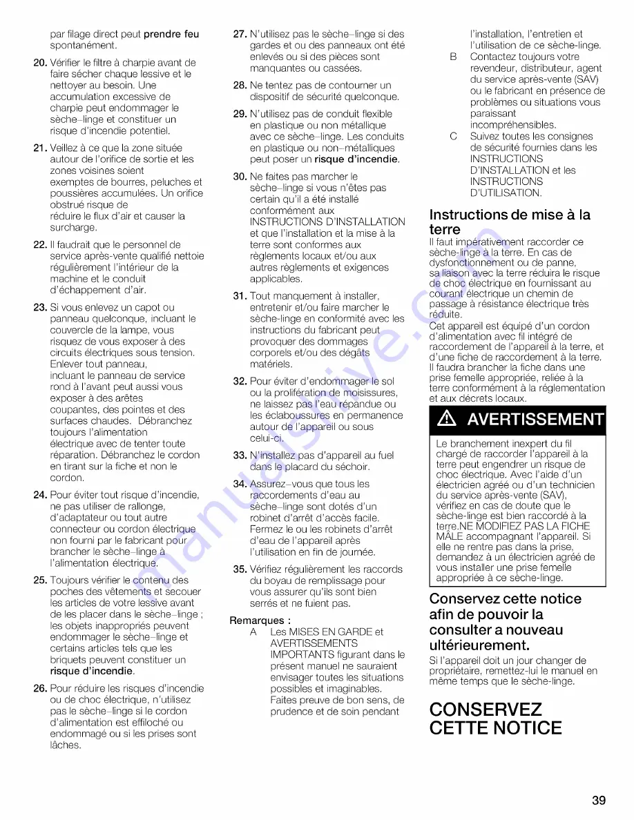 Bosch WTVC8530UC - Vision 800 Series Gas Dryer Operating And Installation Instructions Download Page 39