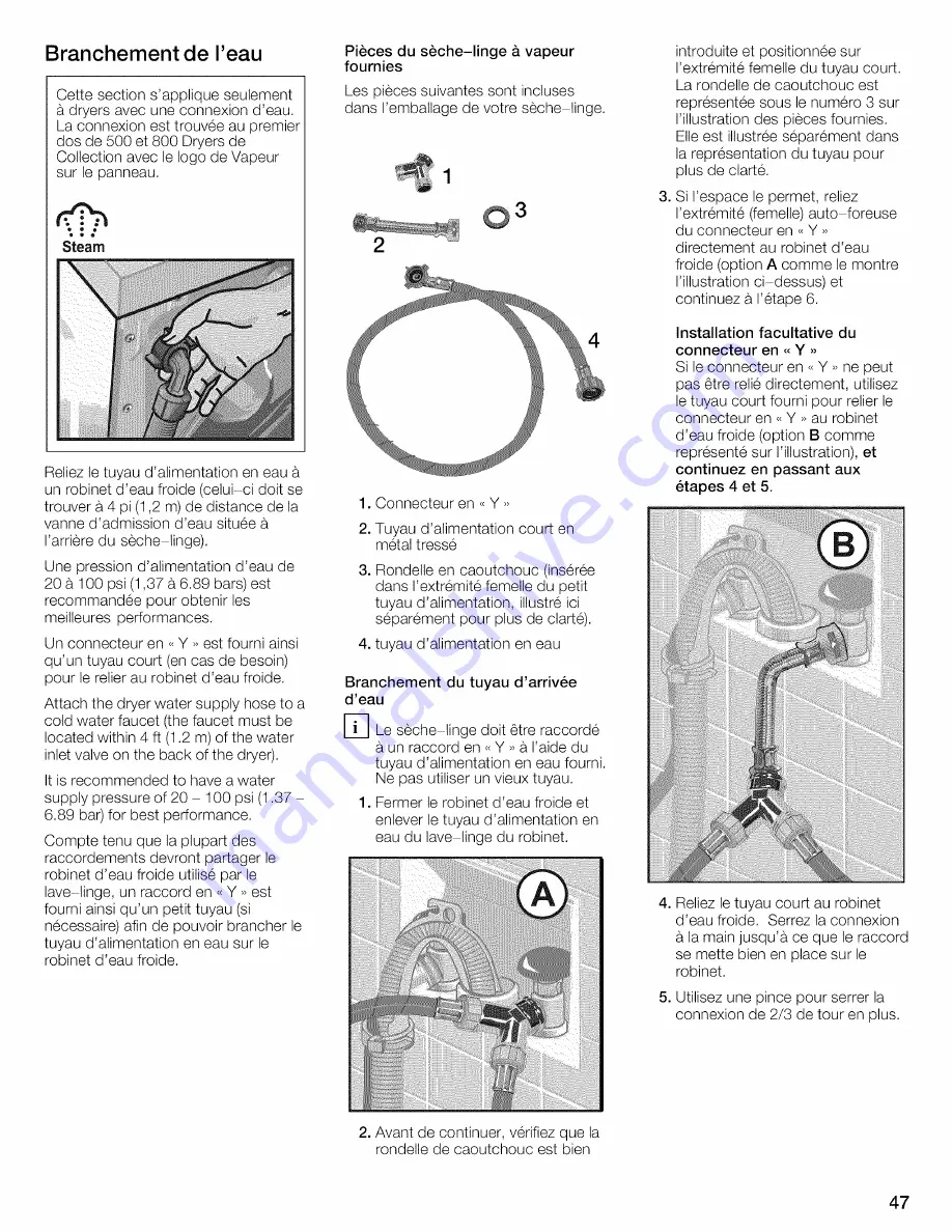 Bosch WTVC8530UC - Vision 800 Series Gas Dryer Operating And Installation Instructions Download Page 47