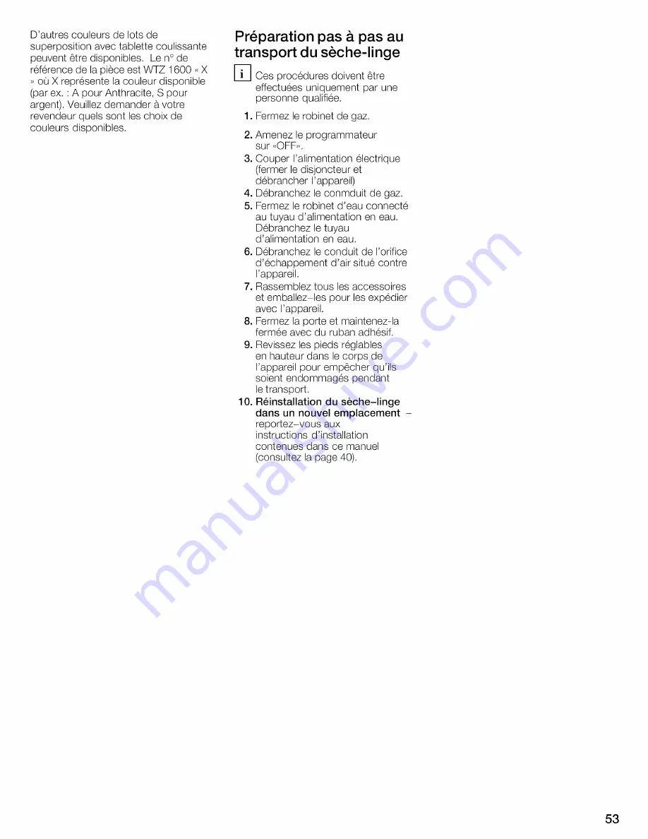 Bosch WTVC8530UC - Vision 800 Series Gas Dryer Operating And Installation Instructions Download Page 53