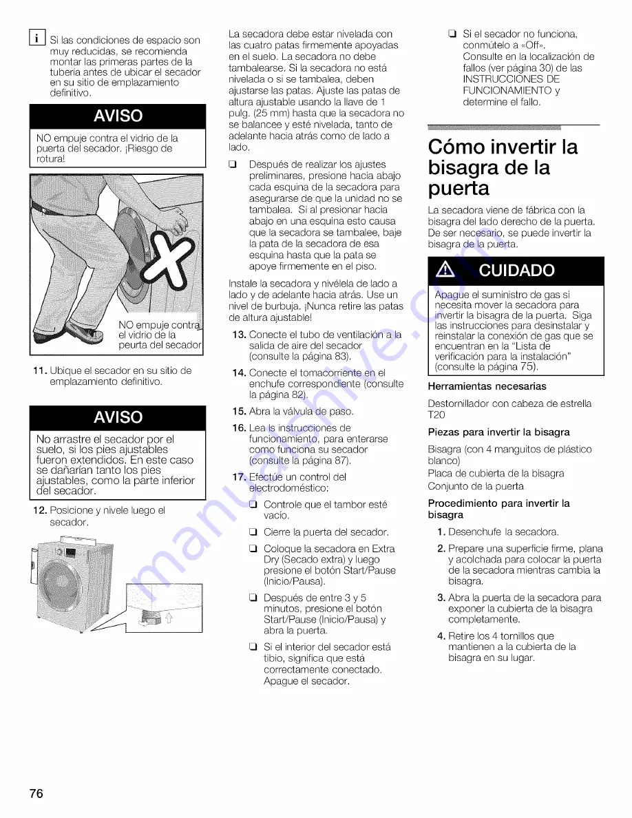 Bosch WTVC8530UC - Vision 800 Series Gas Dryer Скачать руководство пользователя страница 76