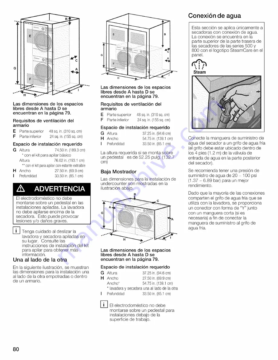 Bosch WTVC8530UC - Vision 800 Series Gas Dryer Operating And Installation Instructions Download Page 80