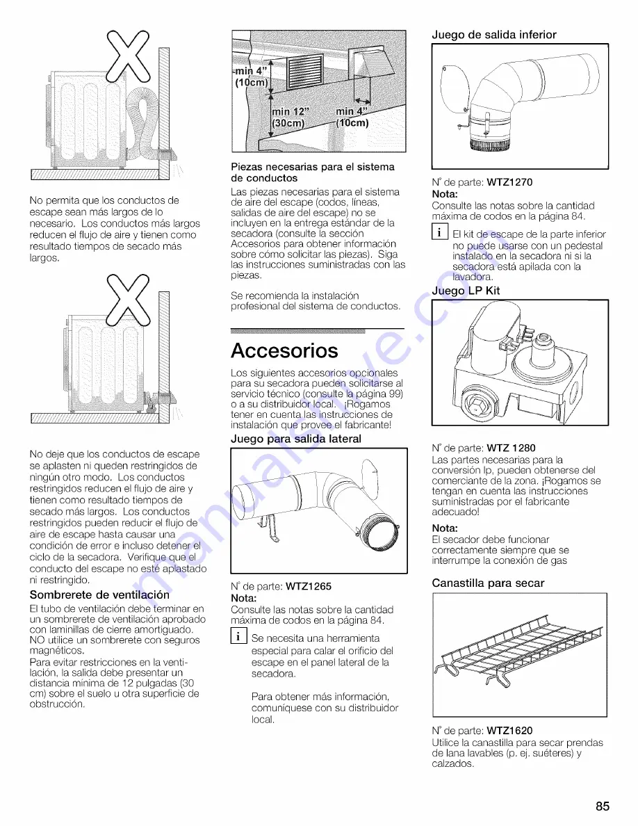 Bosch WTVC8530UC - Vision 800 Series Gas Dryer Operating And Installation Instructions Download Page 85