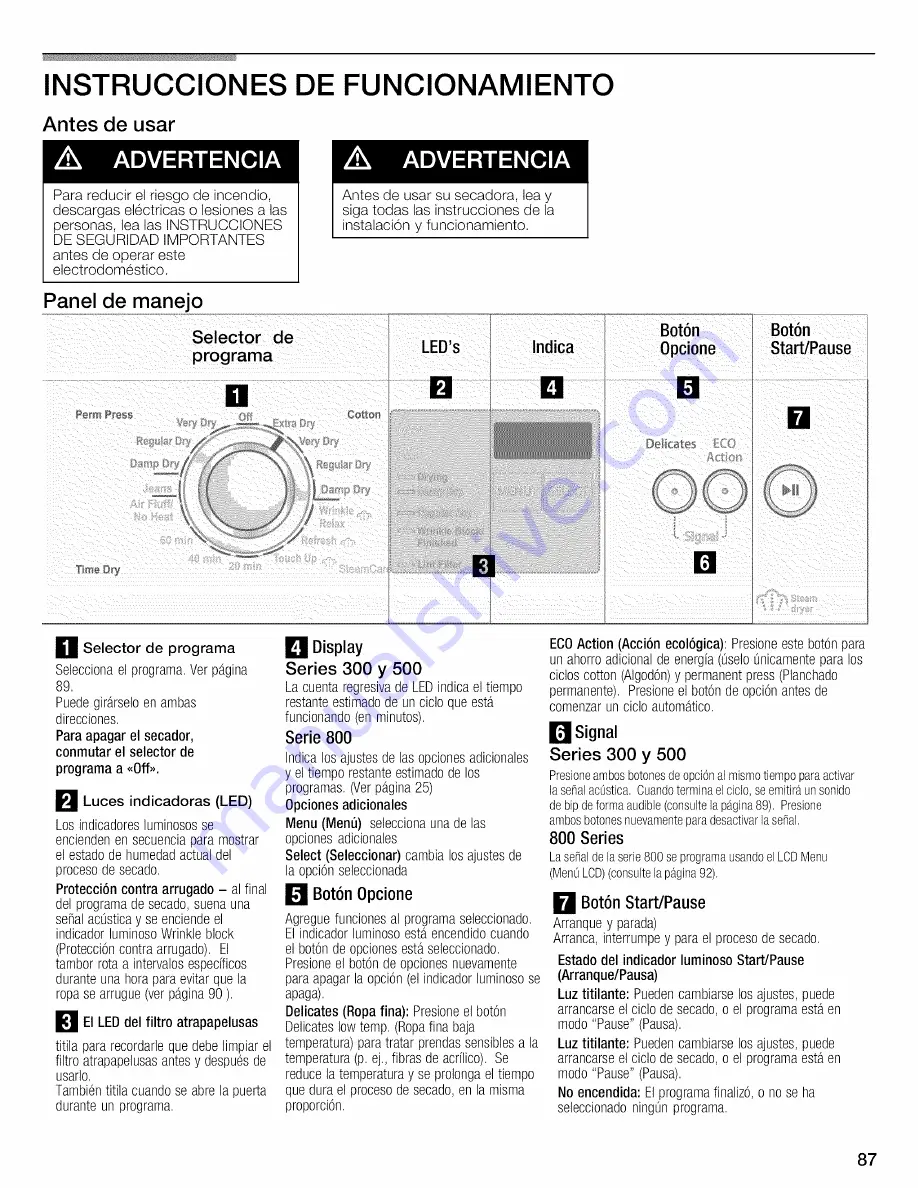 Bosch WTVC8530UC - Vision 800 Series Gas Dryer Operating And Installation Instructions Download Page 87